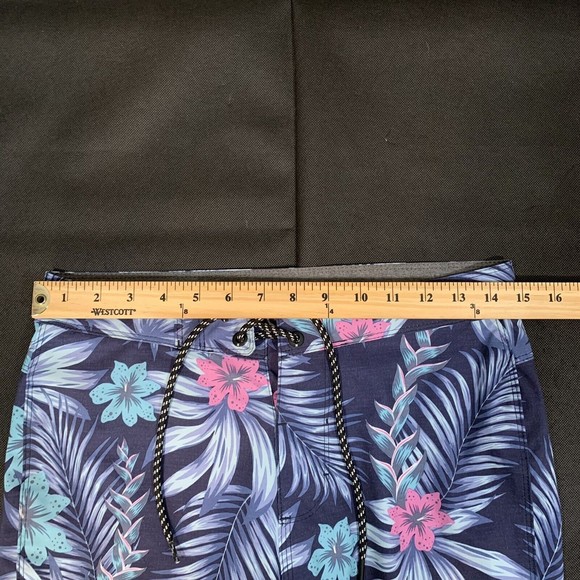 Hurley Board Short Men's Size 28 Swim Shorts Floral Blue Obsidian EUC - Picture 3 of 6